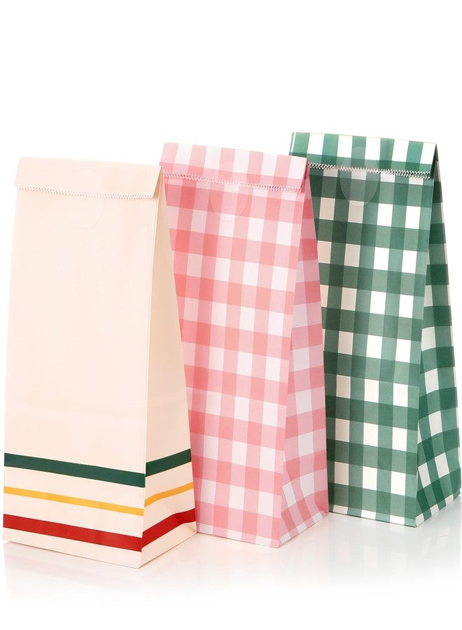 Kolldenn 36 Pcs Gingham Gift Bags Gingham Camp Paper Bag Pink Green Plaid Checkered Goodie Bags for Camp Bachelorette Baby Shower Wedding Birthday Party Favor Supplies - Image 1